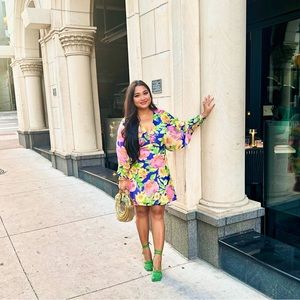 ASOS Floral print long sleeve mini dress